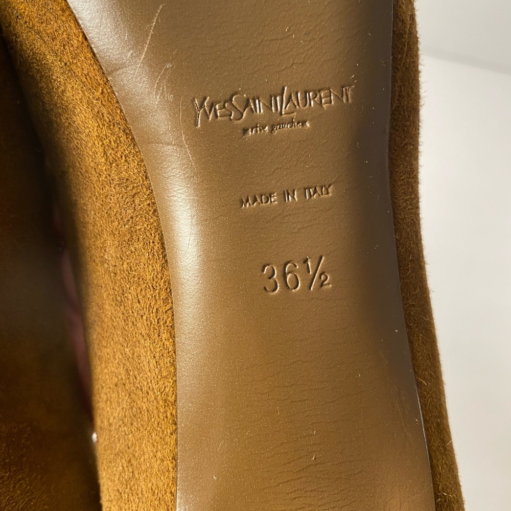YSL Yves Saint Laurent tribtoo Suede Pumps Heels brown 36.5 - Picture 9 of 11